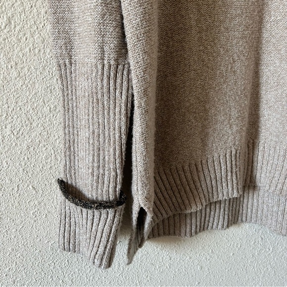 Democracy Women’s Knit Sweater Sz Medium Beige Cozy Grandpa Boho Fall Lagenlook - Picture 11 of 12